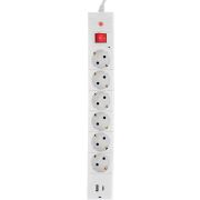 Удлинитель с сетевым фильтром 6х3м с заземл. 10А IP20 BU-SP3_USB_2A-W 2.2кВт CCA бел. BURO 992311