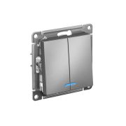 Выключатель 2-кл. СП AtlasDesign 10А IP20 (сх. 5а) 10AX с подсветкой механизм сталь SE ATN000953