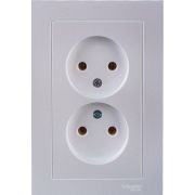 Розетка 2-м СП AtlasDesign 16А IP20 без заземл. в сборе жемчуж. SE ATN000420