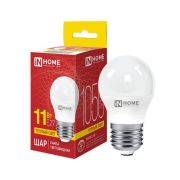 Лампа светодиодная LED-ШАР-VC 11Вт шар 3000К тепл. бел. E27 1050лм 230В IN HOME 4690612020600