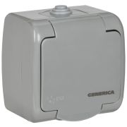 Розетка 1-м ОП AQUATIC РСш12-2-А 16А IP54 с заземл. с крышкой GENERICA ERA12-K03-16-54