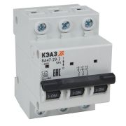 Выключатель автоматический модульный 3п C 32А 4.5кА ВА47-29-3C32-УХЛ3 КЭАЗ 318291