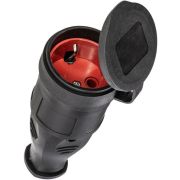Розетка 16А IP44 прямая с заземл. каучук черн. КОСМОС RKsm-Z-IP(B)16A