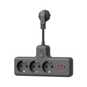 Удлинитель с сетевым фильтром 3х0.3м 10А 2USB + 1USBC 2500Вт ПВС 3х1 компакт черн. КОСМОС FRKsm0.3m-3g(B)USB