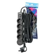 Удлинитель 4х3м с заземл. 10А IP20 USB type-Aх2 + type-C 2500Вт 220В ПВС 3х1 с выкл. черн. КОСМОС YKsm3m4g-Z-VU10А-B