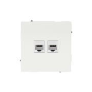 Розетка компьютерная 2-м KANT RJ45 кат.6A без шторки бел. магнолия DKC 7000674