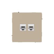 Розетка компьютерная 2-м KANT RJ45 кат.6A без шторки ванильн. марципан DKC 7015674