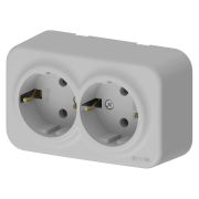 Розетка 2-м СП ARIA 16А IP20 с заземл. сер. ARVIA 25 22 1000 907