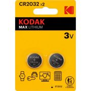 Элемент питания литиевый CR2032 MAX Lithium (блист.2шт) KODAK Б0037004